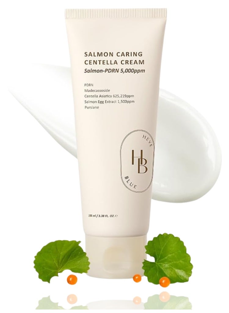 HEVEBLUE Salmon Caring Centella Cream 100ml – Barrier Repair & Soothing Moisturizing Cream for Sensitive Skin - Image 1